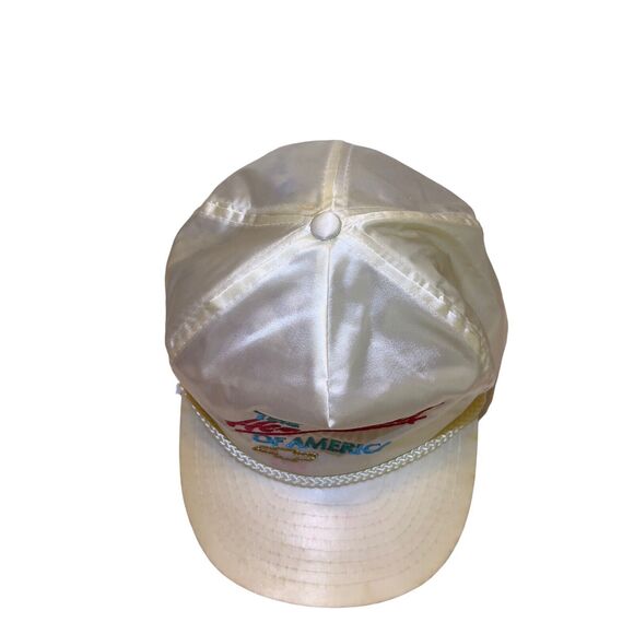 VTG The Heartbeat of America Embroidered Rope Nylon Slideback Men White Hat RARE - Picture 3 of 12